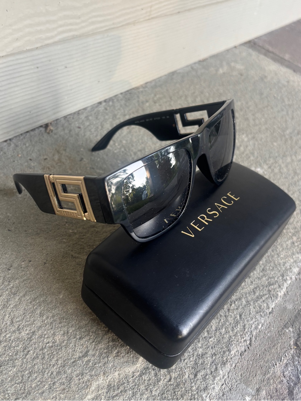 Versace Acetate/Recycled Nylon Black Gold Sunglasses